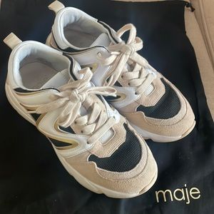 MAJE Cream/white/black Sneakers